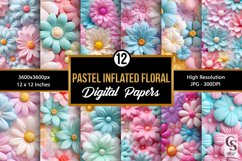 Pastel 3D Inflated Flowers Seamless Patterns Product Image 1