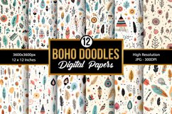 Abstract Boho Doodle Pattern Digital Papers Product Image 1
