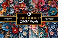 Embroidery Flowers Seamless Pattern Digital Papers Product Image 1
