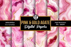 Pink and Gold Agate Pattern Digital Papers Product Image 1