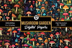 Mushroom Garden Seamless Pattern Digital Papers Product Image 1
