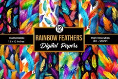 Rainbow Birds Feathers Seamless Pattern Digital Papers Product Image 1
