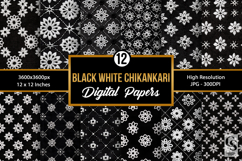 Black White Chikankari Embroidery Seamless Patterns Product Image 1