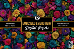 Rainbow Embossed Floral Embroidery Seamless Pattern Product Image 1