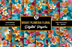 Bright Colorful Plumeria Flowers Patterns Product Image 1