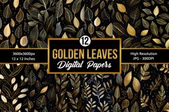 Golden Leaves Seamless Pattern Digital Papers Product Image 1