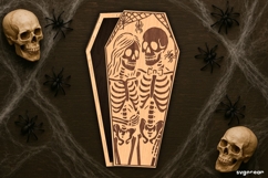 Skeletons Coffin Candy Box Laser Cut | Gift Box | SVG Product Image 1