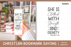 Christian Bookmark Saying SVG | She Is Clothed With Strength Product Image 1