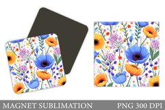 Wildflowers Magnet Sublimation. Flowers Magnet Design Product Image 1