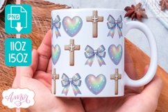 Christian Easter Mug Wrap PNG, Coquette Easter mug PNG Product Image 1