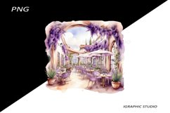 Watercolor Lavender Cafe Clipart Product Image 1