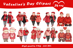 Valentine Winter Couples Clipart PNG Product Image 1