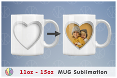 3D Heart Hole Photo Frame Pattern - 11oz-15oz Mug. Product Image 4