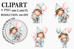 Quirky Birthday Girl Clipart Watercolor PNG Product Image 1
