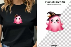 Cute Pink Ghost PNG, Funny Halloween Ghost Design for TShirt Product Image 1