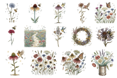 1920 Botanical Summer Wildflowers Clipart Product Image 8