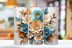 3D Flowers Tumbler Wrap | Turquoise | Spring Print PNG Product Image 3