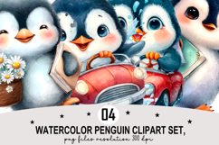 Watercolor Penguin Clipart png Whimsical Penguin Clipart Product Image 1