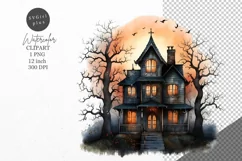 Halloween clipart, Haunted house clipart, Fall clipart Product Image 1
