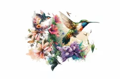 Magical Birds With flowers | Bird watercolor | Floral Bird Product Image 3