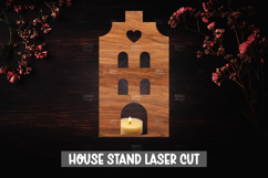 3D House Christmas Candle Holder Laser Cut Design Product Image 1