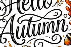 Hello Autumn Digital Print, Cozy Fall Vibes PNG, Vintage Product Image 5