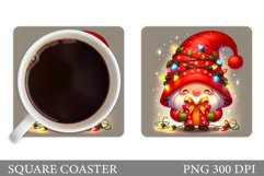 Christmas Gnome Coaster. Christmas Coaster Sublimation Product Image 1