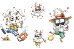 Whimsical Summer Bunny Clipart Product Image 2