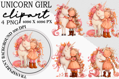 Whimsical Girl Unicorn Clipart Product Image 1