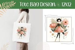 Floral Fairy Tote Bag Design, Cartoon Fairy PNG, Fairy Bag Product Image 1