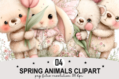 Spring Animals Clipart Watercolor Clipart png Product Image 1