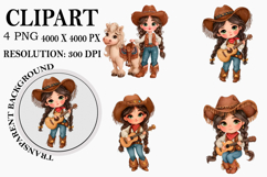 Western Pink Cowgirl Clipart Watercolor PNG Product Image 1