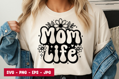 Mom Life Floral Typography SVG PNG Product Image 1