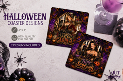 Witch Vintage Halloween Carnival Coaster square Coaster Product Image 1