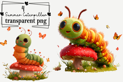 Whimsical Caterpillar PNG Clipart Watercolor PNG Product Image 1