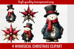 4 Whimsical Christmas Clipart | Cute Holiday PNG Set Product Image 1