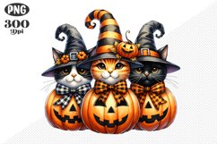 Halloween Cat And Pumpkin Sublimation - Clipart PNG Design Product Image 1