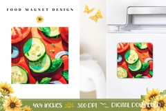 Cartoon Vegetables Magnet, Kitchen Magnet Sublimation Product Image 1