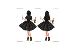 Birthday Girl Clipart Black Dress | Fashion Woman Champagne Product Image 11