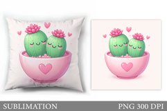 Valentines Cactus Pillow. Valentines Pillow Sublimation Product Image 1