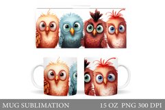 Funny Birds Mug Design. Cute Birds Mug Sublimation Product Image 1