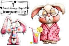 Whimsical Beach Bunny Clipart Watercolor PNG Product Image 1