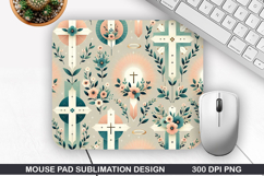 Flower Mouse Pad Sublimation, Easter Mouse Pad PNG Design Product Image 1