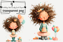 Birthday Cake Quirky Girl Clipart Watercolor PNG Product Image 1
