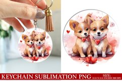 Dog Valentine&#039;s Day Keychain Sublimation PNG Design Product Image 1