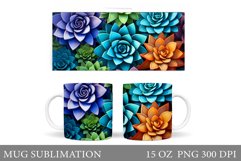 Succulents Mug Sublimation. Plants Mug Design Product Image 1