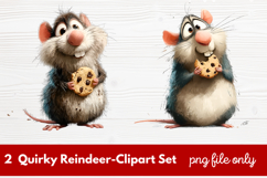 2 Quirky Reindeer Clipart Set | Fun Holiday Reindeer PNG Product Image 1