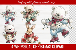 4 Whimsical Christmas Clipart | Cute Holiday PNG Set Product Image 1