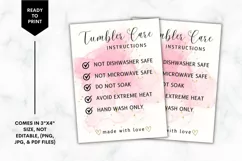 Printable Tumbler Care Instructions Card - Glitter Pink Product Image 1