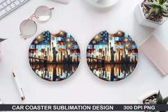 4th Of July Car Coaster Sublimation| 4th Of July Coaster PNG Product Image 1